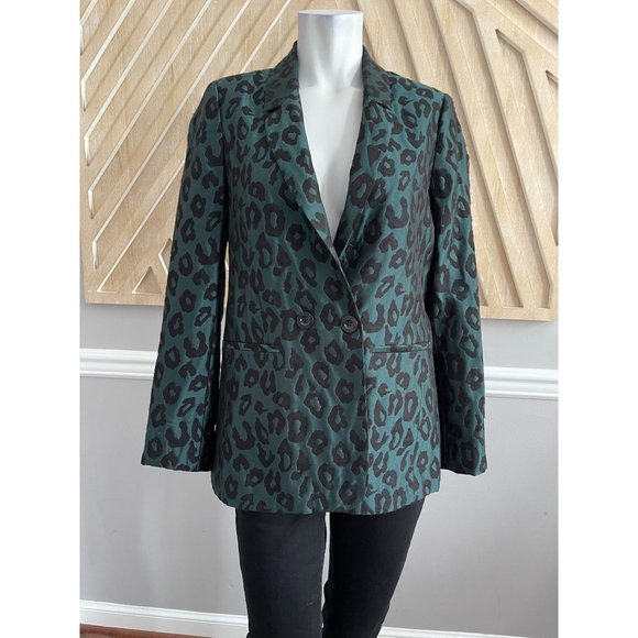 Anine Bing Jackets & Blazers - ANINE BING Madeleine Blazer in Emerald Leo Leopard